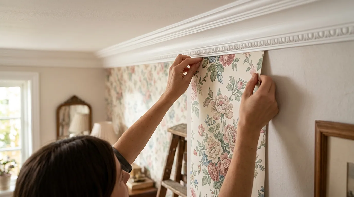 How to easily wallpaper inside picture frame molding