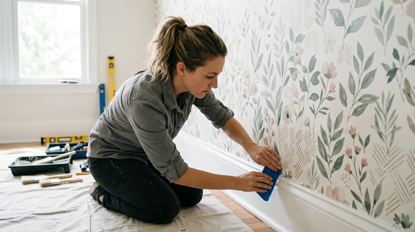 How to easily wallpaper inside picture frame molding
