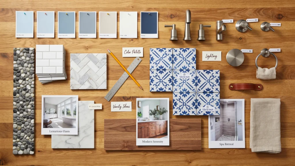 How can you create a bathroom mood board with Lowe's inspiration