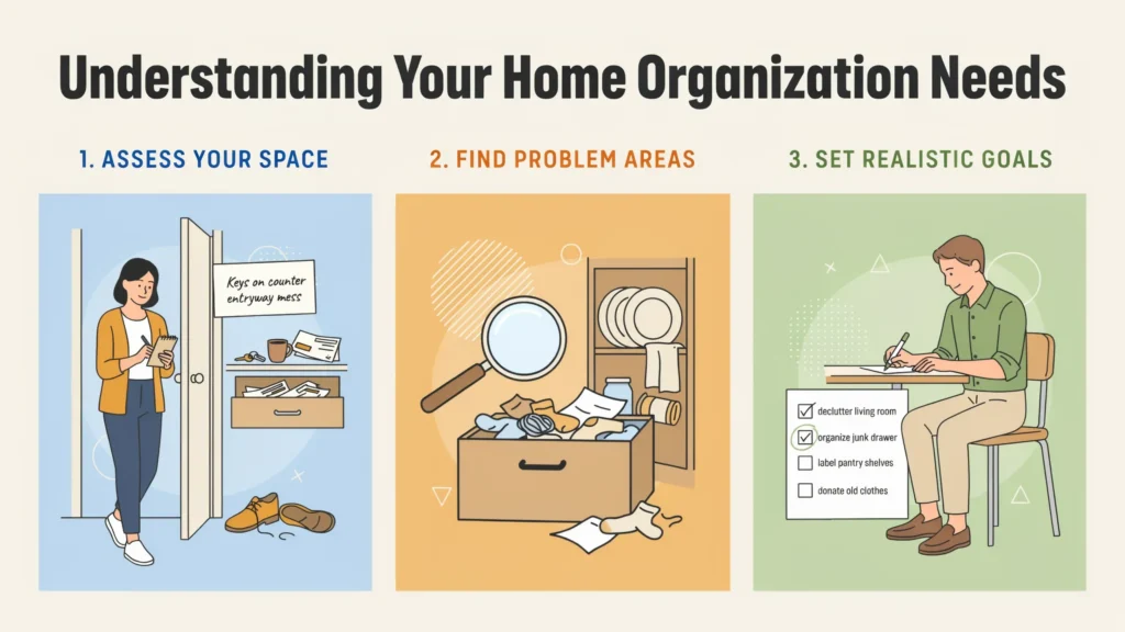 How can you set realistic goals for organizing your home