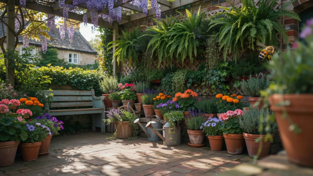 How do plants and greenery improve an outdoor space
