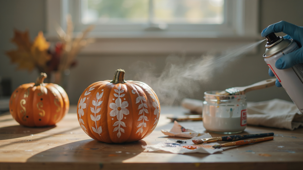 How do you seal and finish painted pumpkins