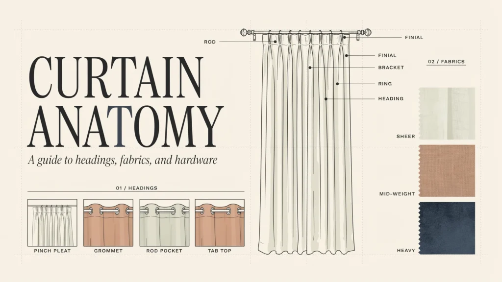 What are the different parts of a curtain called
