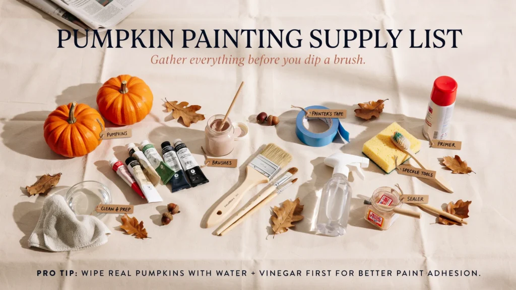 What supplies do you need to paint modern pumpkins