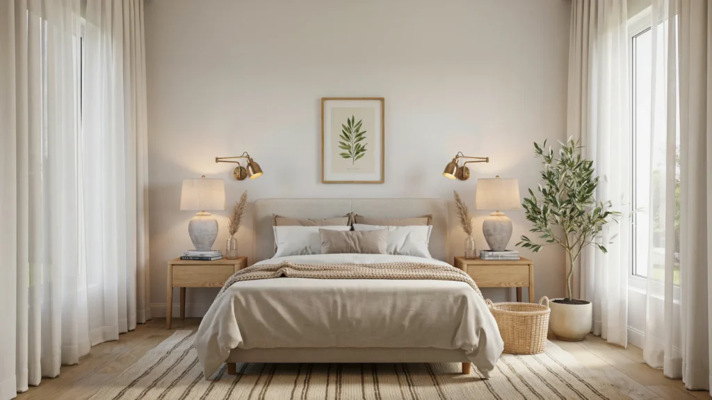 When should you use symmetrical vs. asymmetrical layouts in a small bedroom