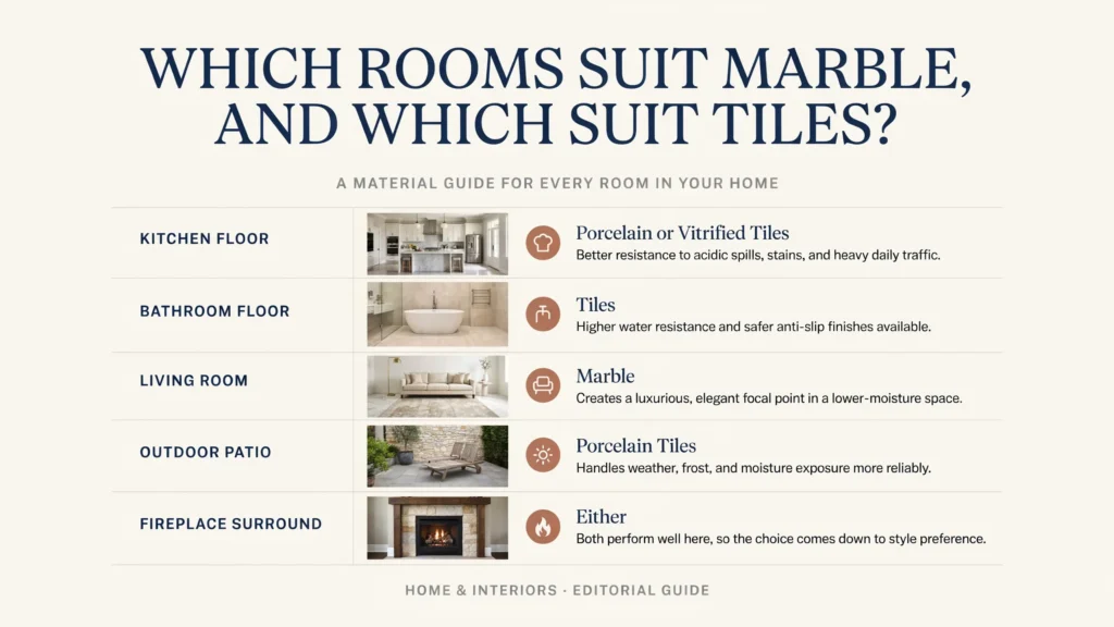Which Rooms Suit Marble, and Which Suit Tiles