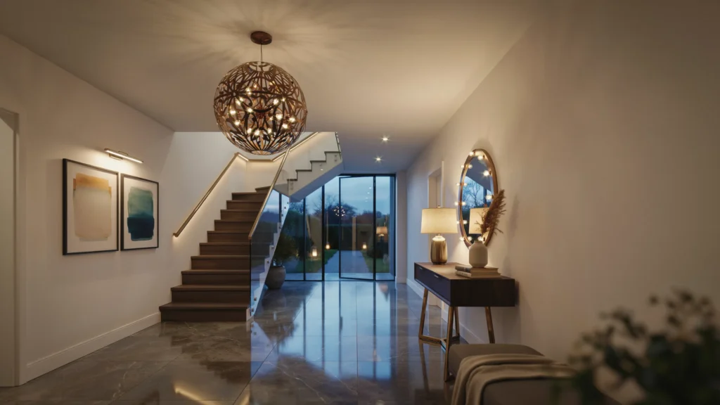 Why layered lighting matters in a foyer