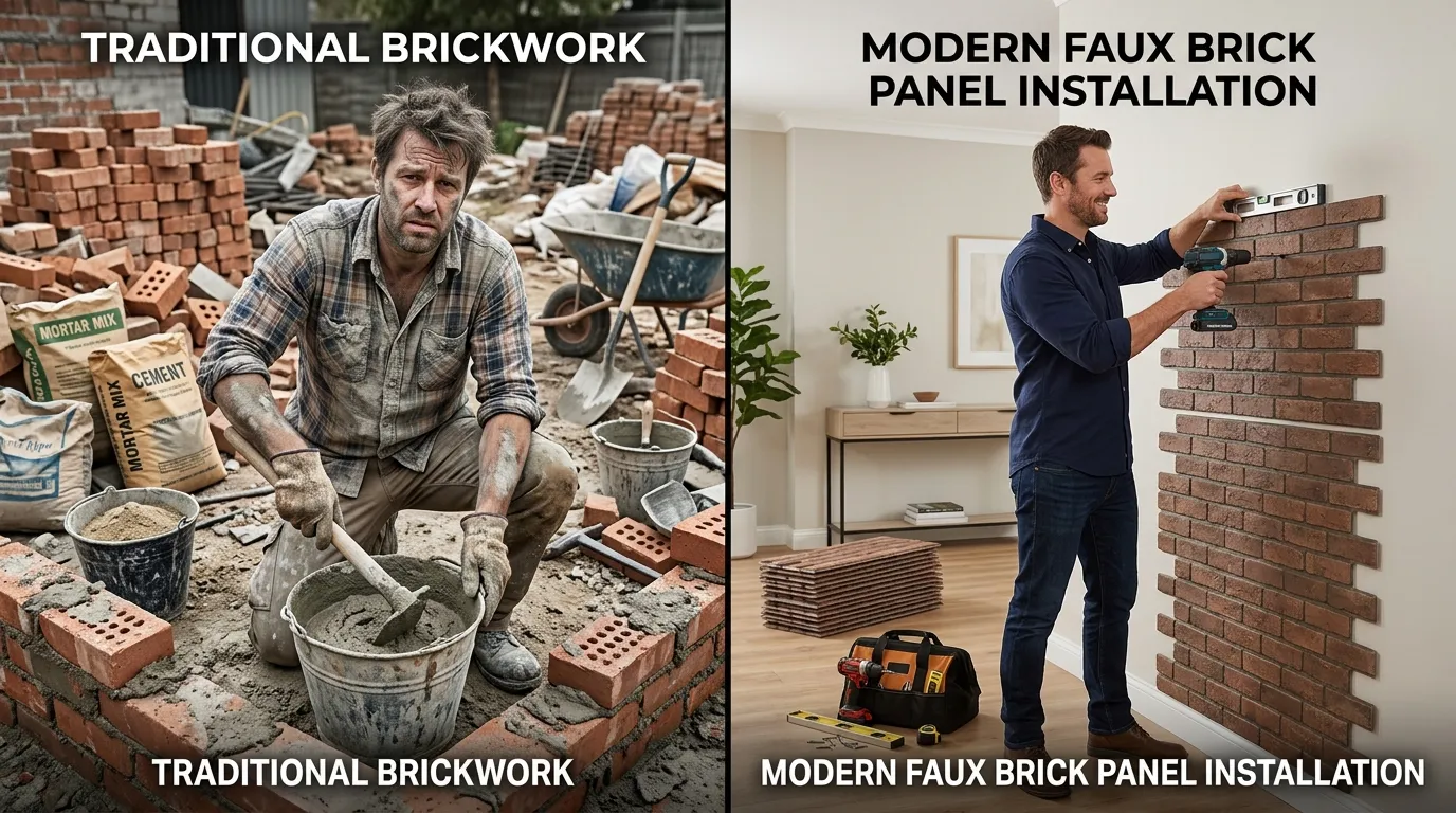 Budget Faux Brick Walls for Your Home Gym Shed