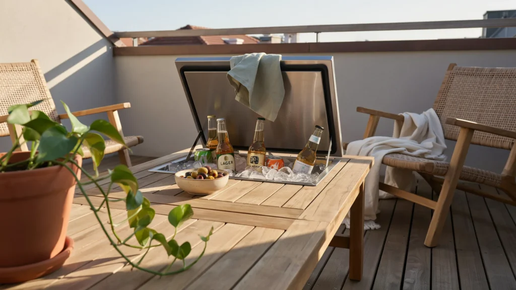 Coffee Table With a Built-In Cooler Insert