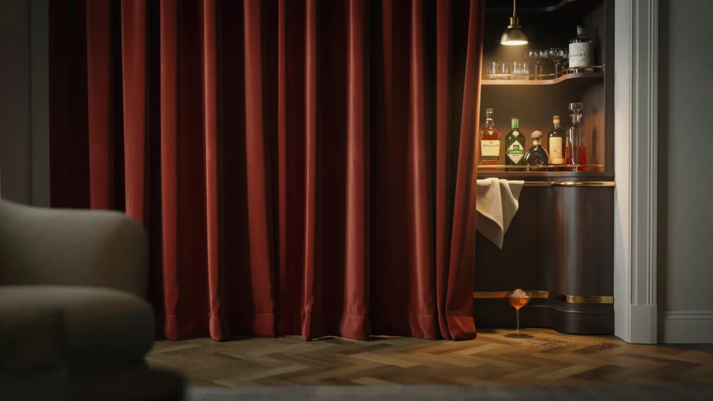 Corner Speakeasy Behind a Curtain