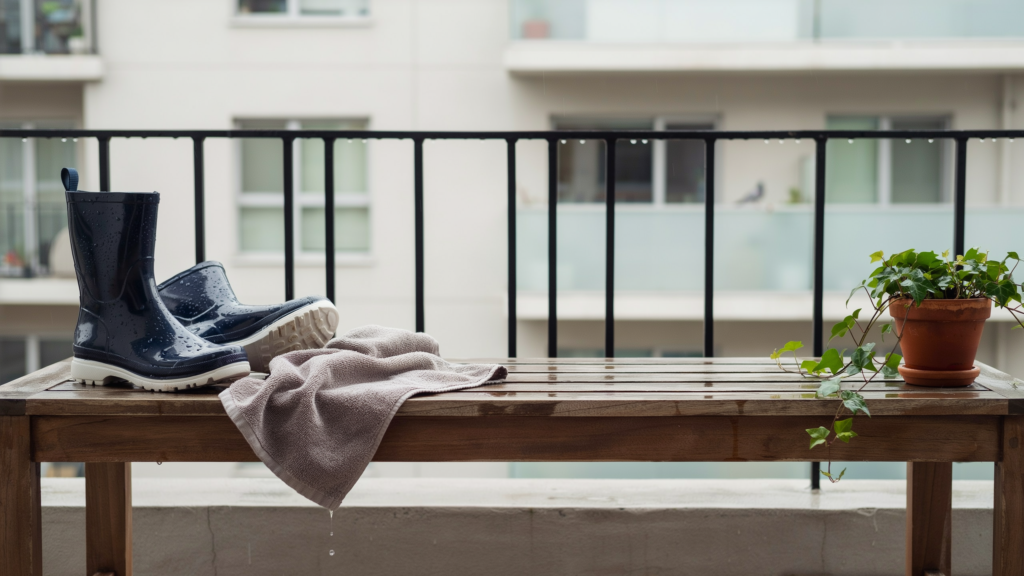 Drainage-Slat Bench for Wet Gear