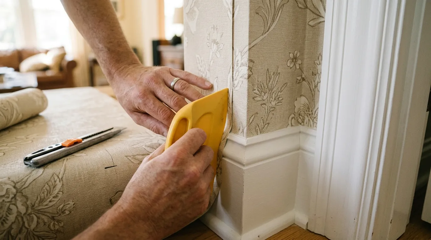How to easily wallpaper inside picture frame molding