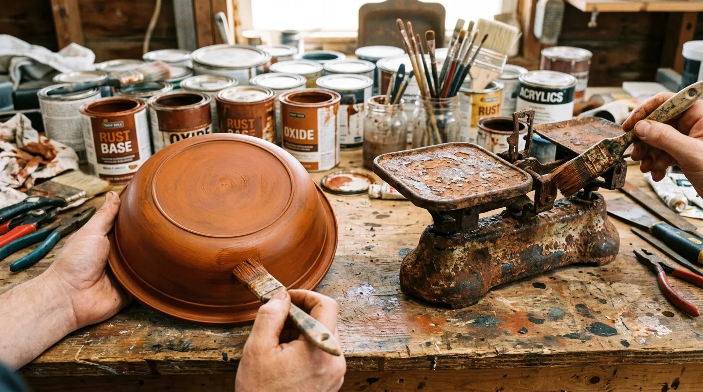 Transforming a Thrifted Scale with Faux Rust Paint