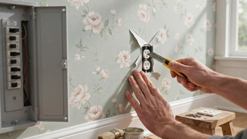 How Do You Wallpaper Around Outlets and Switches Inside Molding