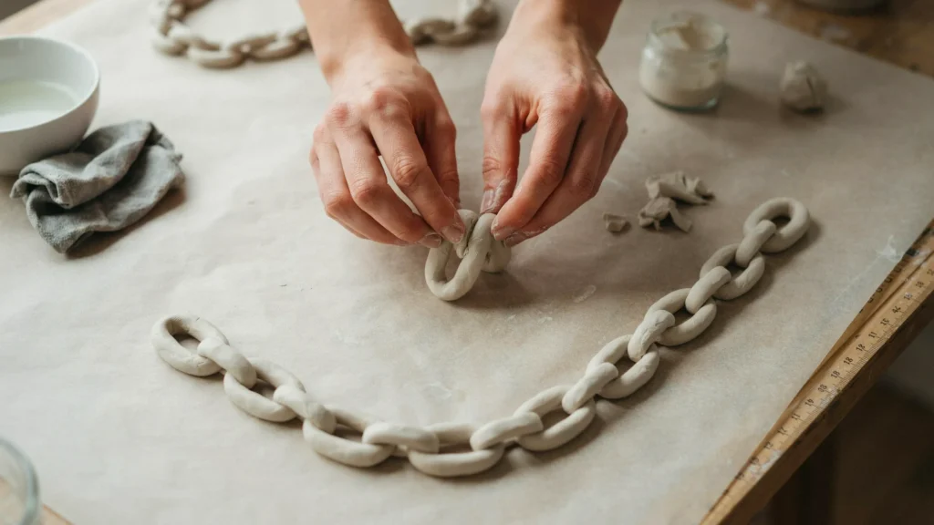 How do you make an air-dry clay chain step by step