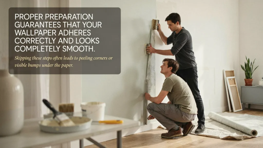 How do you prepare your walls for wallpaper inside molding