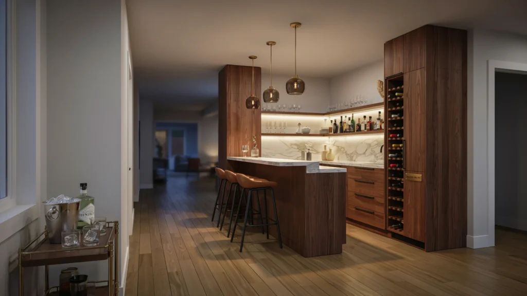 L-Shaped Built-In Bar