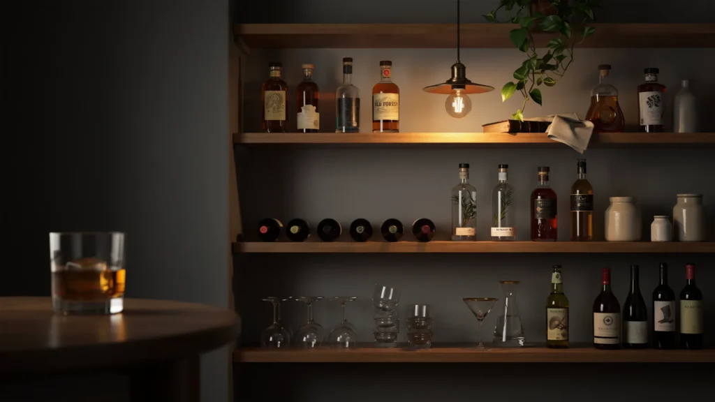 Open Shelving With a Statement Pendant