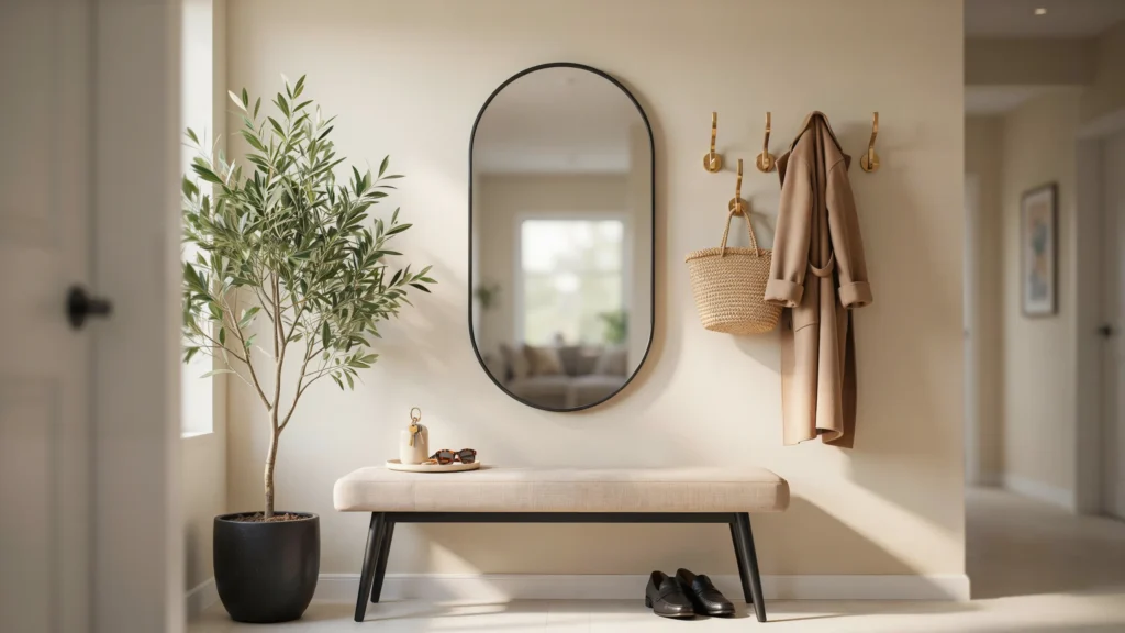 Oversized Mirror and Bench Combo
