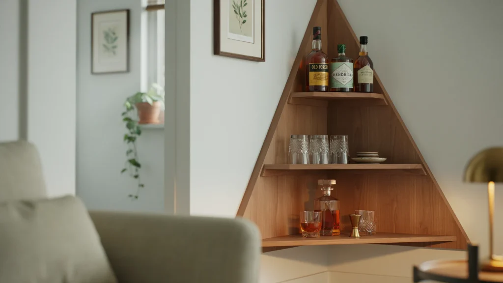 Triangular Floating Shelf Bar