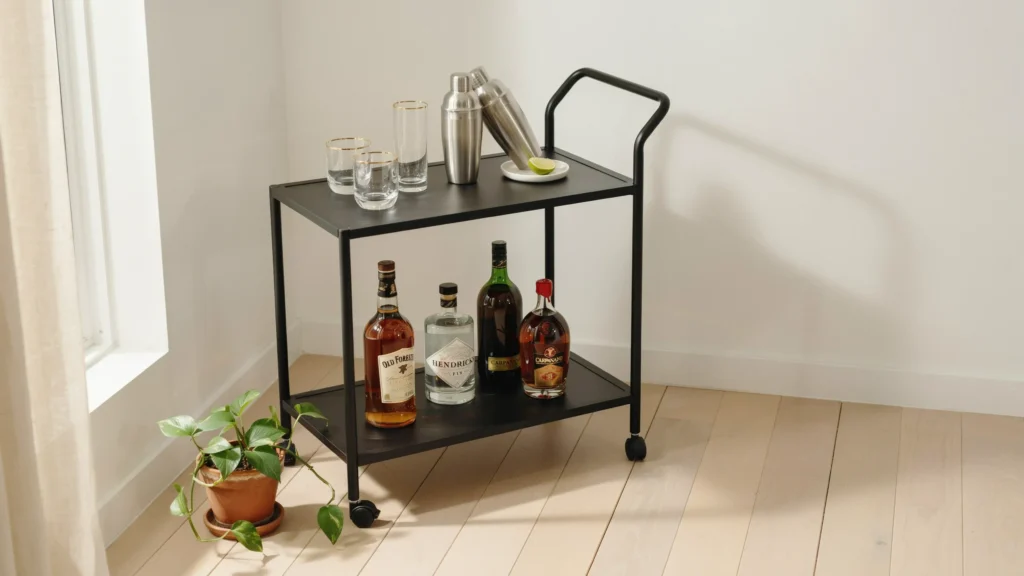 Two-Tier Corner Cart Station