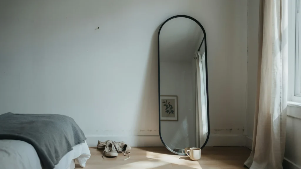 Use a Leaning Mirror to Open Up Space
