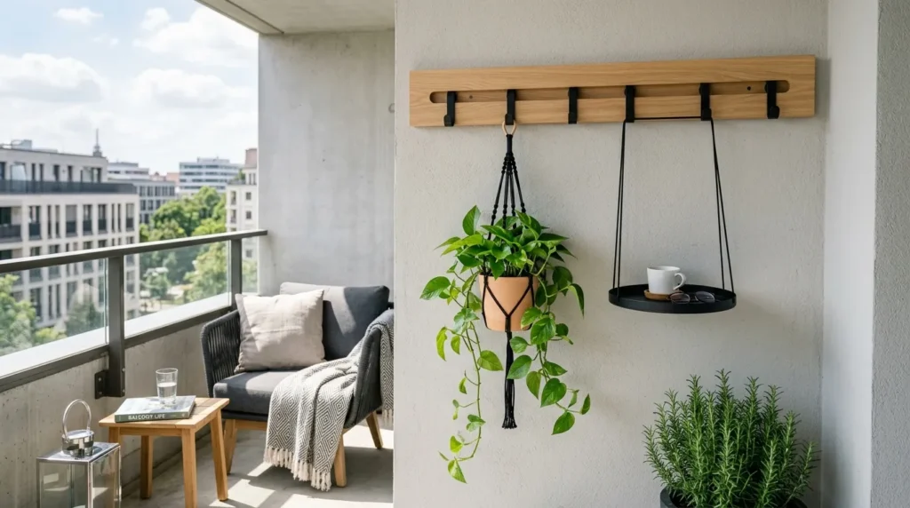 Wall-Mounted Slat Track With Sliding Hooks