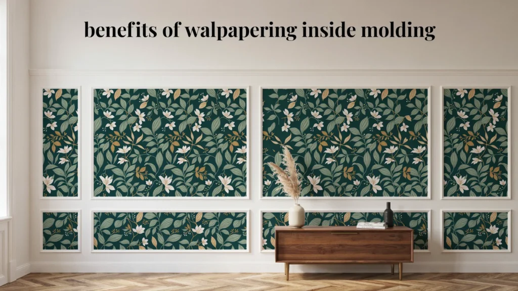 What are the benefits of wallpapering inside molding
