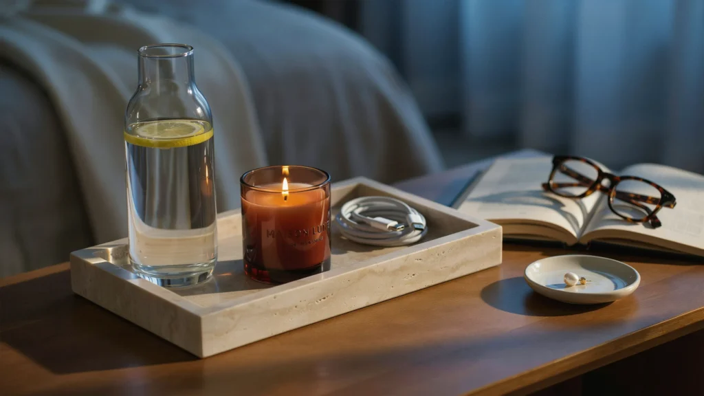 A Curated Bedside Essentials Tray