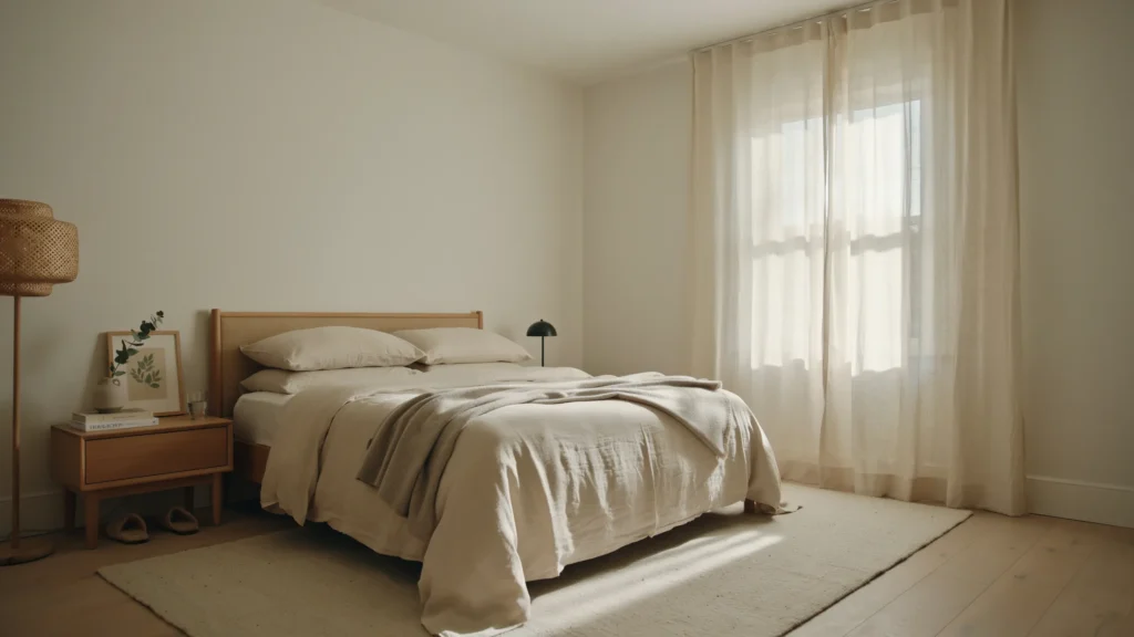 A Plush Rug Beside the Bed