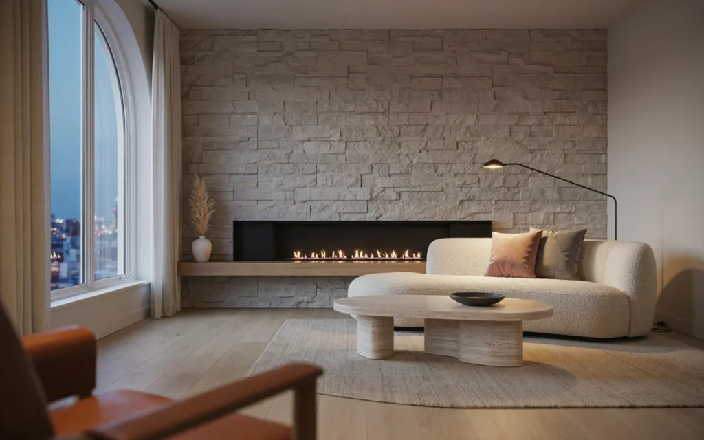 A Tiled or Stone Accent Extending Upward