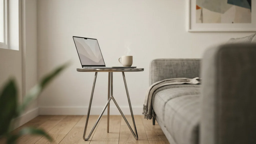 Chrome Sofa and Laptop Side Table