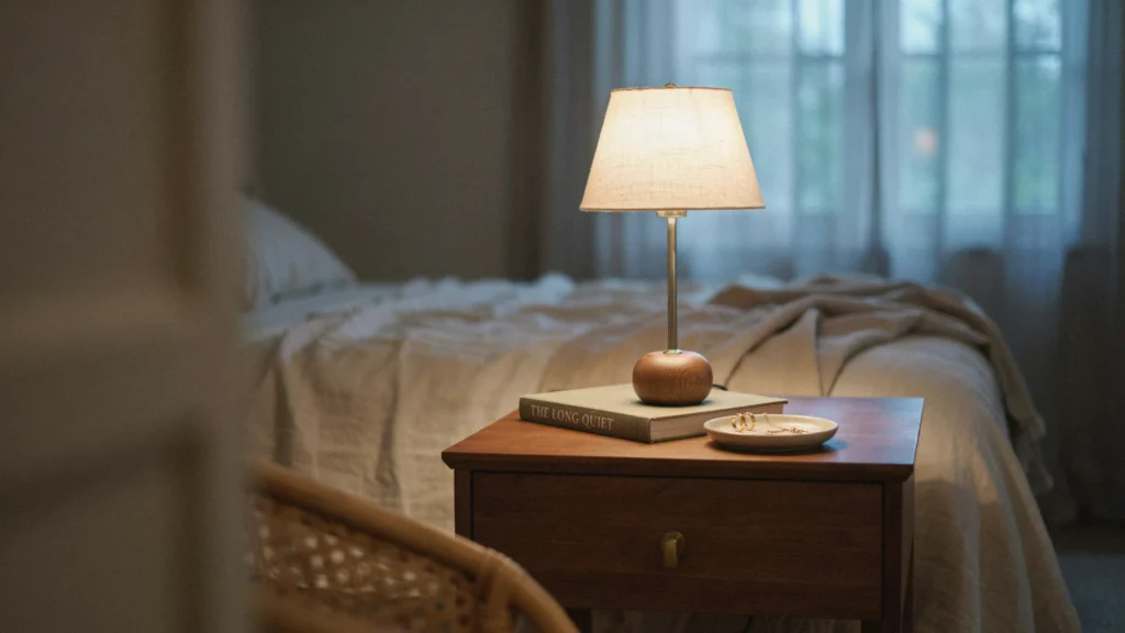 Chrome and Wood Table Lamp