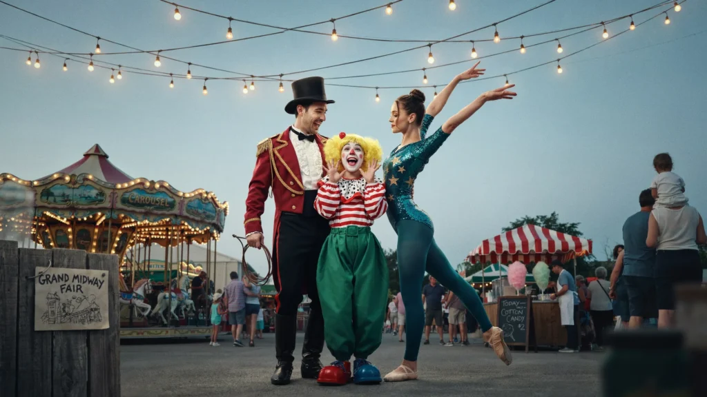Circus Ringmaster and Performers