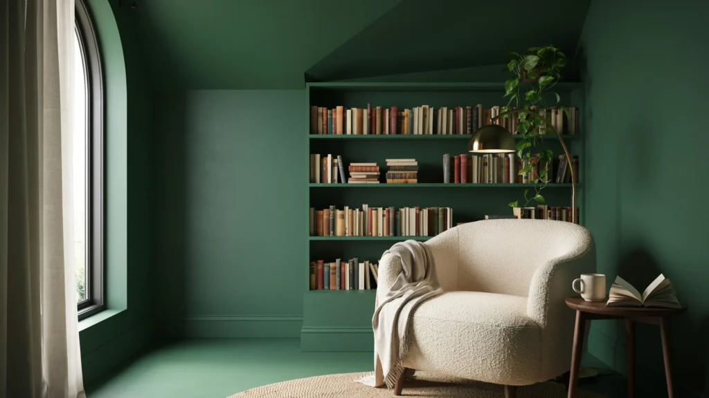 Color-Drenched Reading Nook