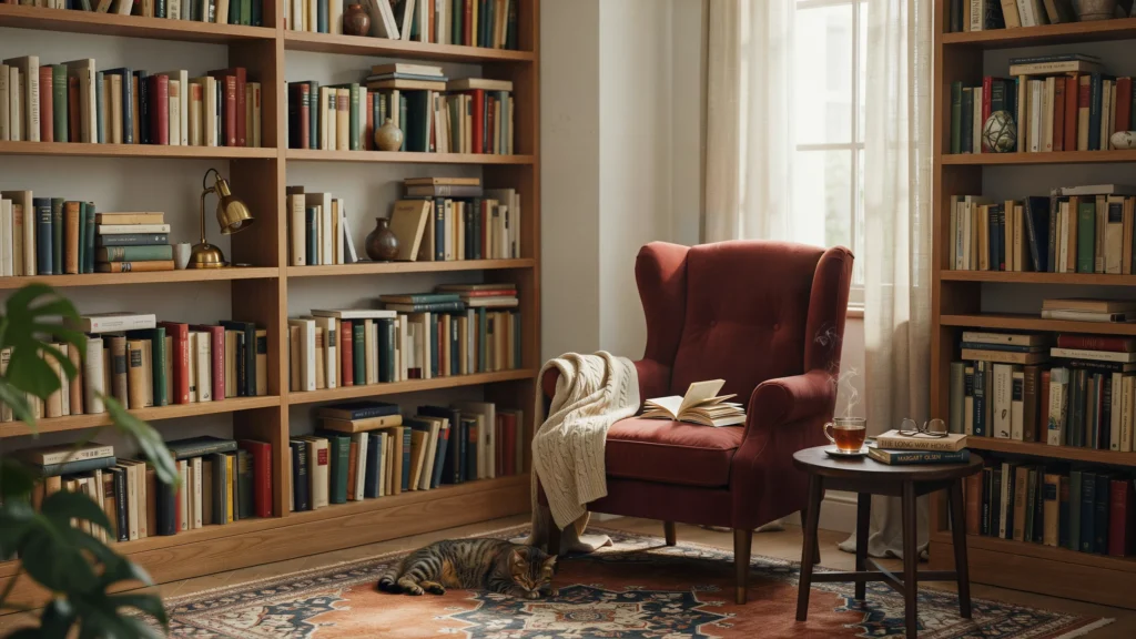 Corner L-Shaped Bookcase Nook