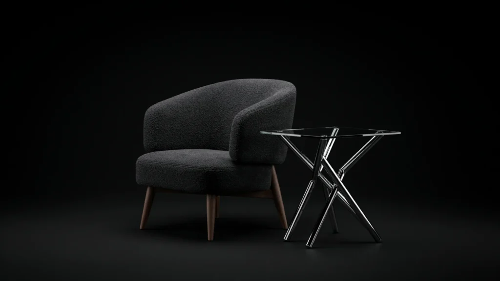 Crisscross Base Chrome and Glass Table