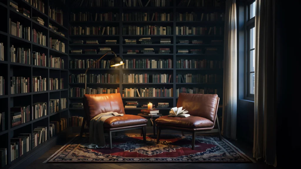Dark and Moody Bookshelf Nook