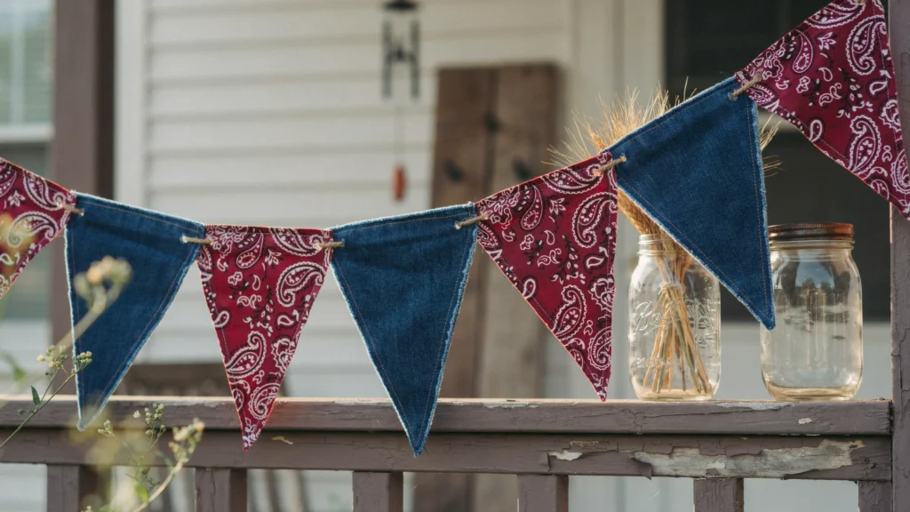 Denim and Red Bandana Garland