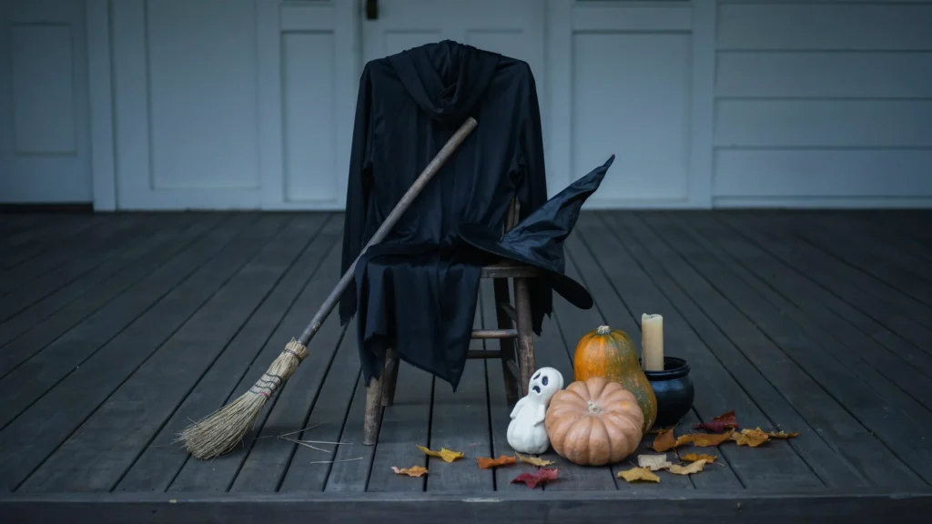 Display Witch Robes and a Broom