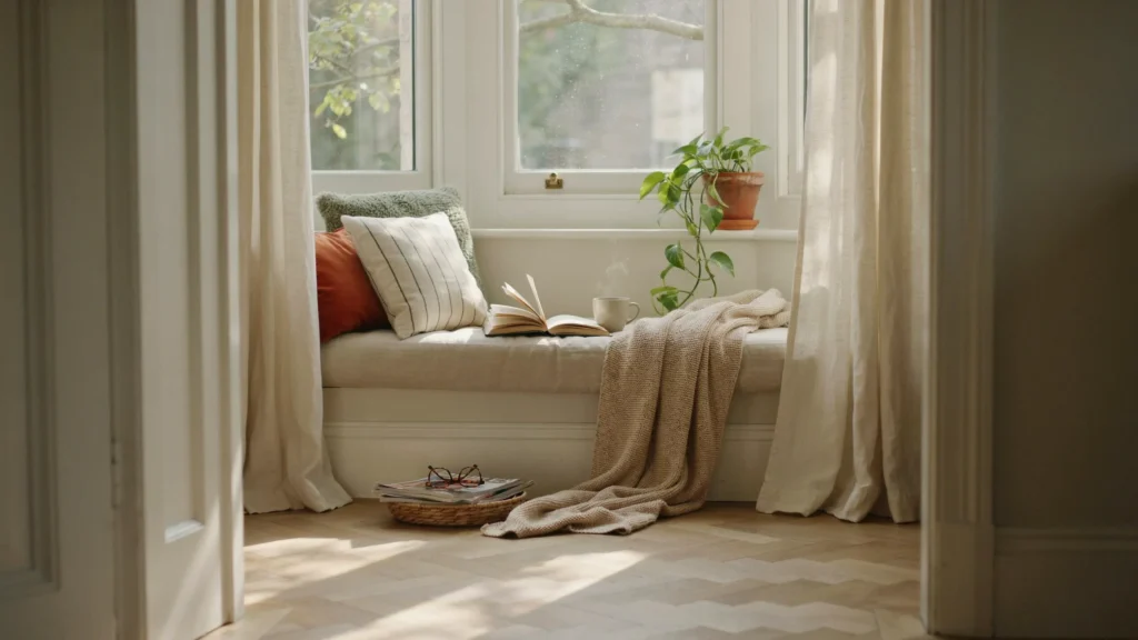 Draped Window Reading Nook