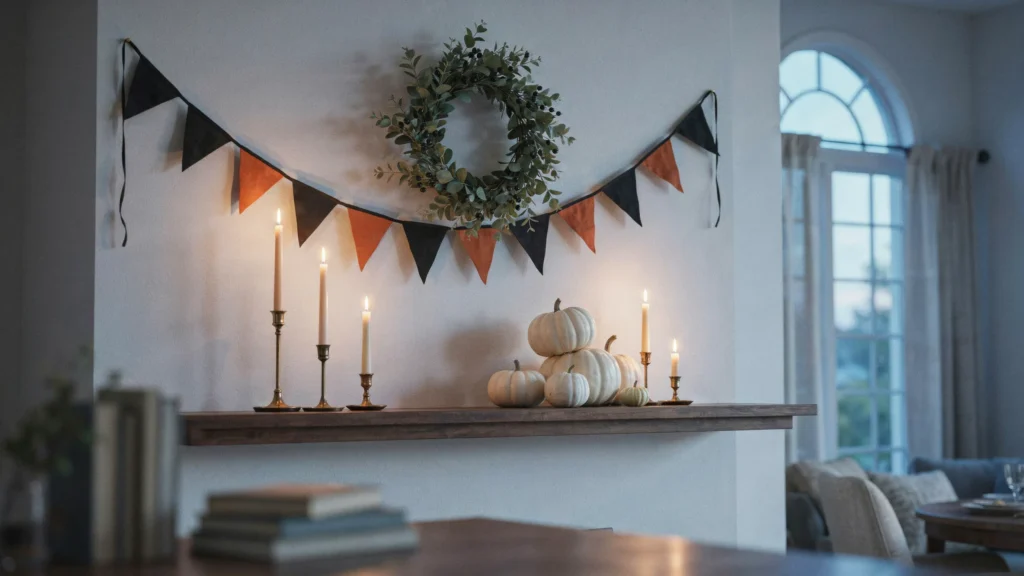 Dress the Mantel With a Simple Banner and Candles