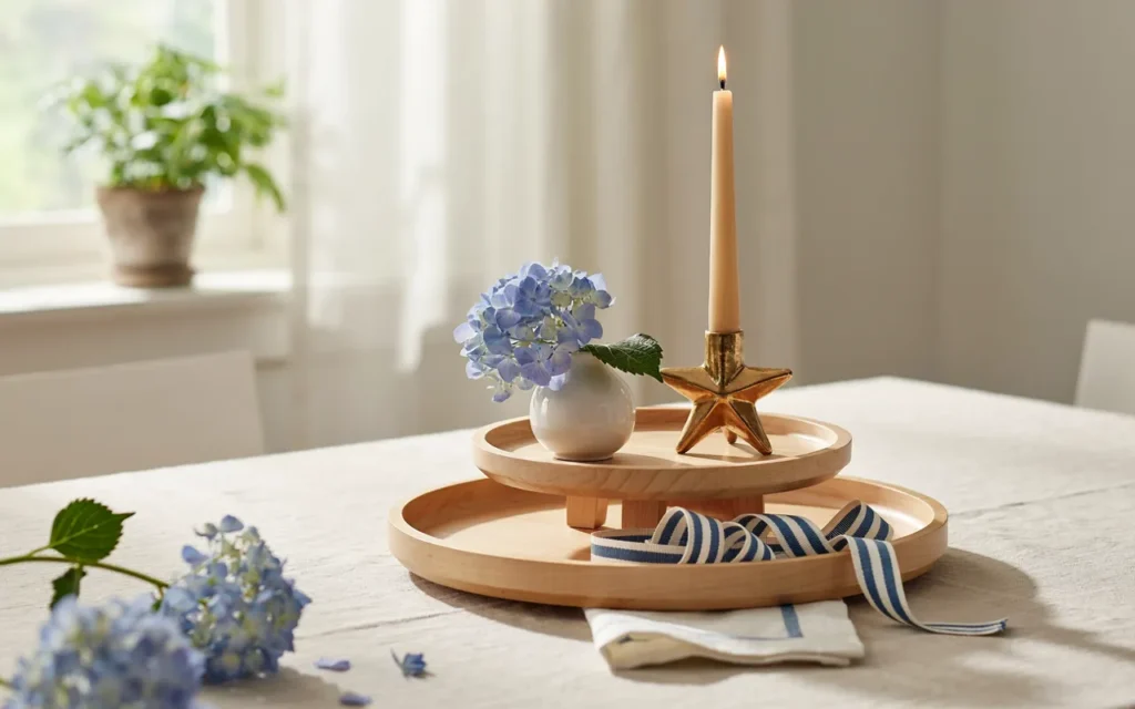 Elegant Blue and White with Gold Star Accents