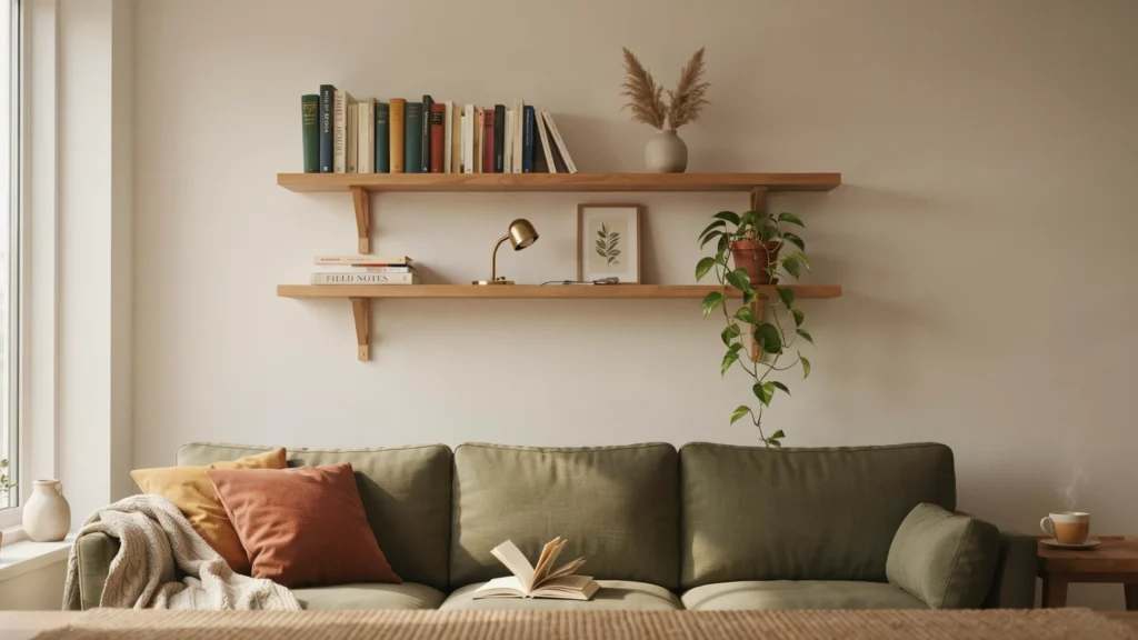 Floating Shelf Behind the Sofa