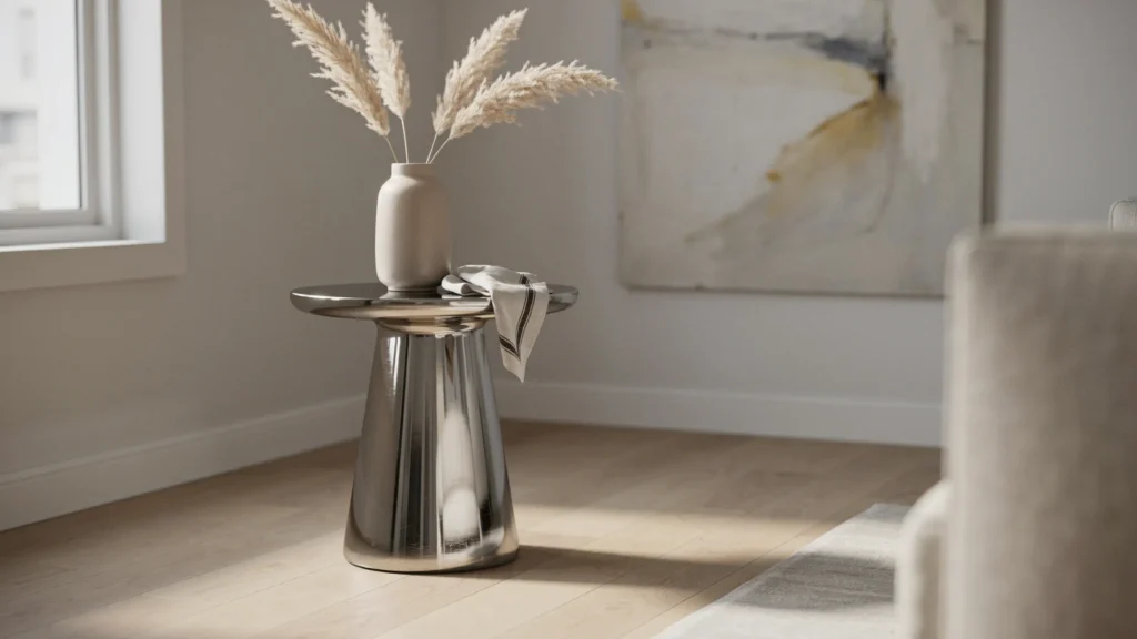 Geometric Polished Chrome Table