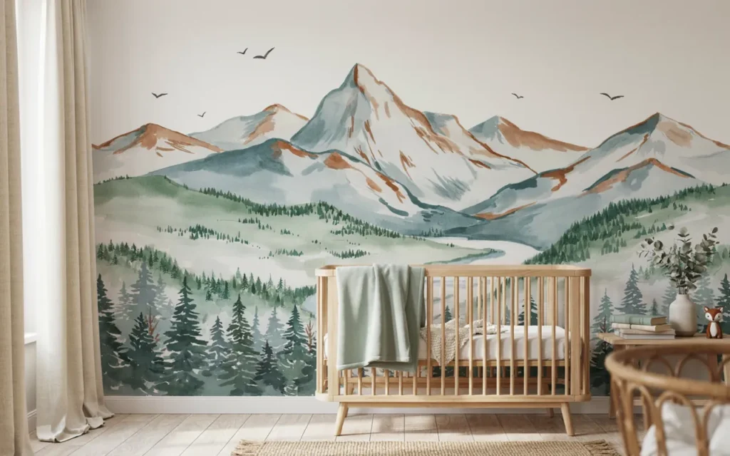 Nature-Inspired Mountain and Forest Scene