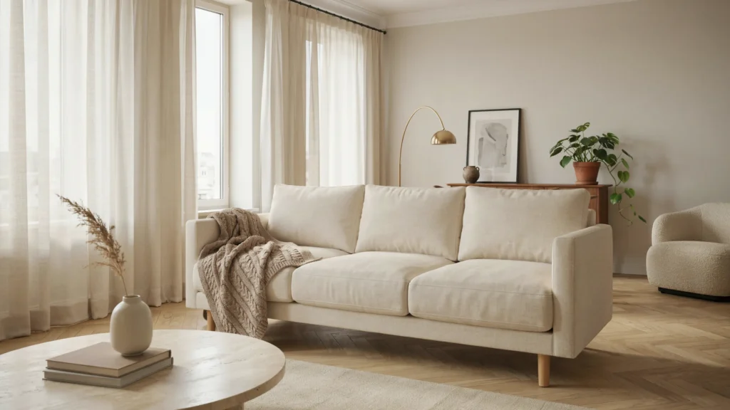 Neutral Beige Layered Throw