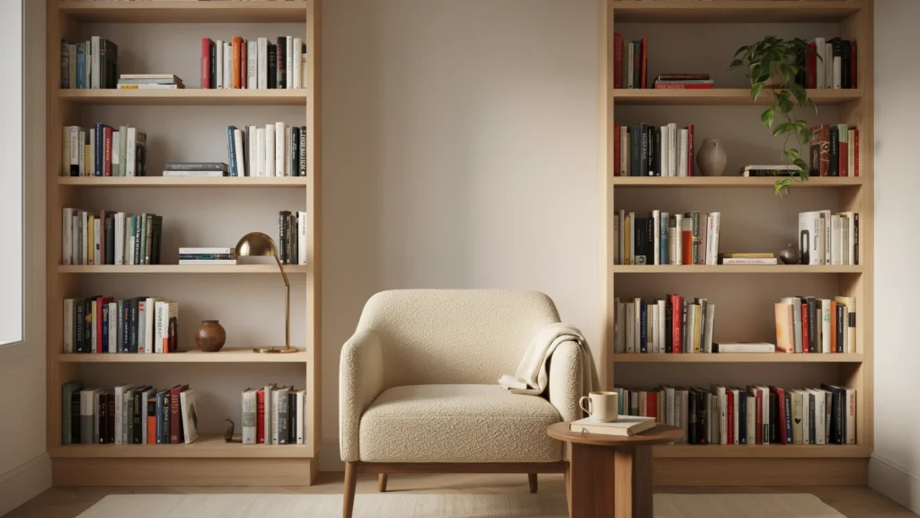 Nook Between Symmetrical Bookshelves
