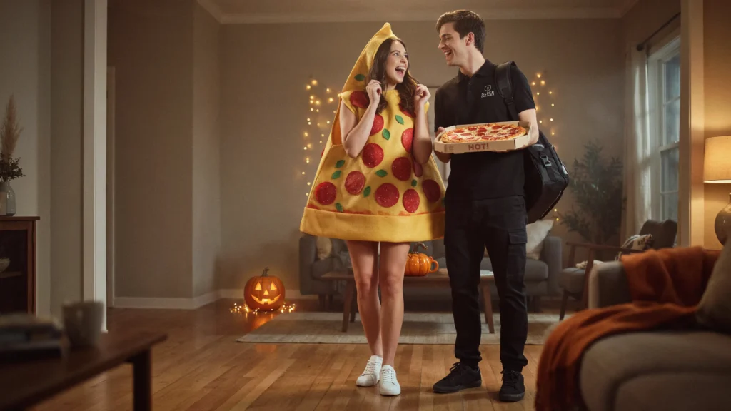 Pizza Slice and Delivery Person