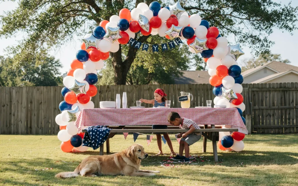 Red, White, and Blue Balloon Garland Arch